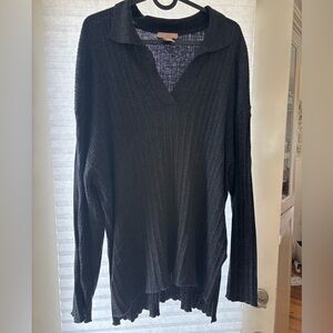 H&M Dark Gray Ribbed Knit Flowy Top